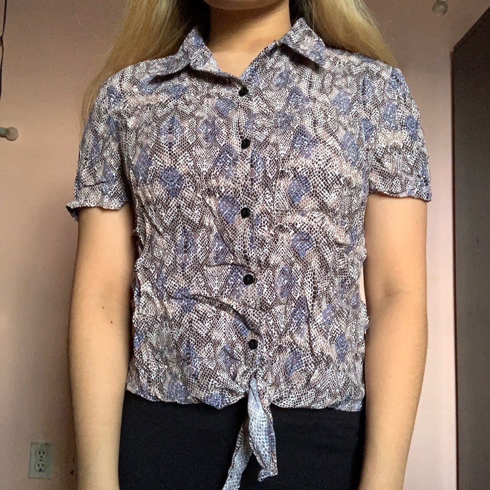 Snake print button up blouse